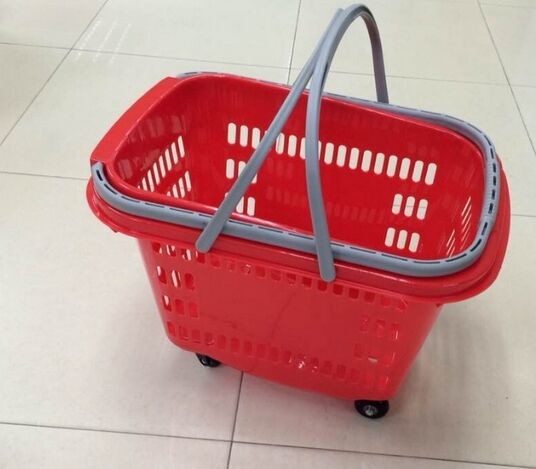 Quality Waterproof Rolling Plastic Trolley Folding Shopping Basket With Wheels And Handle wholesale