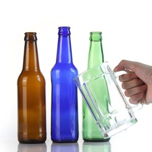 Frosted Empty Glass Soda Bottles 16 Oz Glass Bottle With Crown Cap