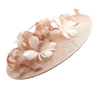 Cheap Stylish Sinamay Base and Feather Church Hat for Four Seasons in Dobby Style for sale