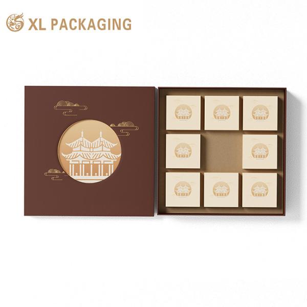 Customized Mooncake Packaging Box with Holder Insert Laminated Material Paper