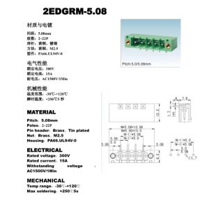 5.08mm Pitch PCB Plug-in Screw Terminal Blocks Plug Right Angle Pin Header with