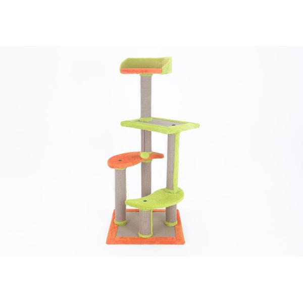 Quality Four Story Kitten Climbing Frame Green / Orange Color Beautiful With Gazebo wholesale