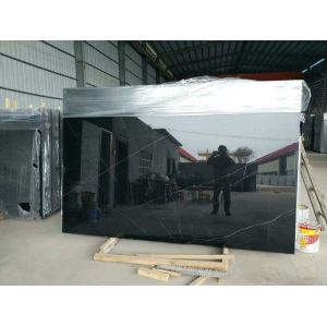High Hardness Nero Marquina Marble Slab , Natural Nero Black Marble Tile