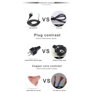 EU Schuko Plug to Bare Wire AC Power Cord 10A 250V