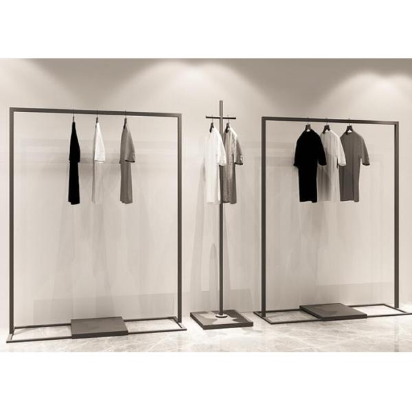 Iron Powder Coated Matt Black Garment Display Stands / Clothes Display Rack