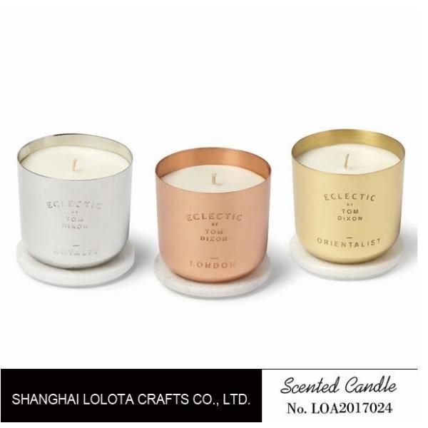 Quality Beautiful Smelling Home Scented Candles In Colorful Metal Bottle With Folding Box wholesale