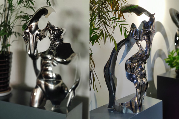 Quality 100cm Height Mirror Polished SS316 Human Face Horse Head Sculpture wholesale