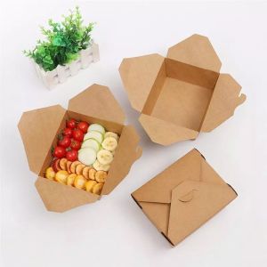 1300ml Biodegradable Kraft Paper Sandwich Box Disposable Food Packaging Bento