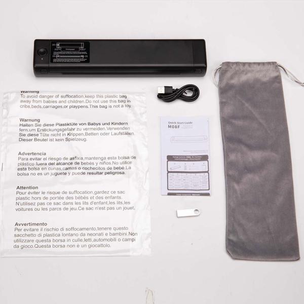 Black Color M08f Inkless Portable Mini Bluetooth Thermal A4 Printer On Business Trip