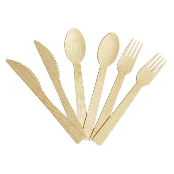 Quality Disposable Bamboo Cutlery Spoon Fork Knife Toothpick Napkin Sets Individually Wrapped wholesale