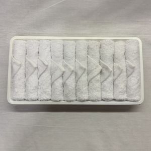 Bleached Hand Oshibori Airline Plain Towel with antiseptic sachet