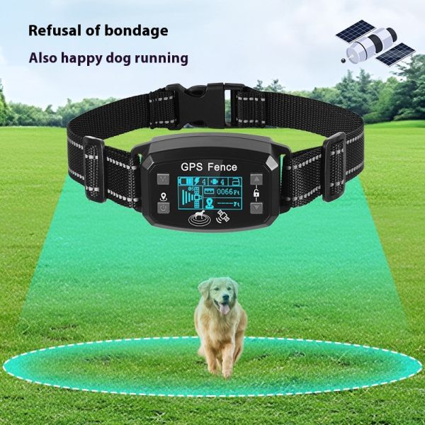 Automatic GPS Wireless Waterproof Eco-Friendly Rechargeable Nylon Plastic Electronic Dog Fence OLED Screen Smart Pet Electric