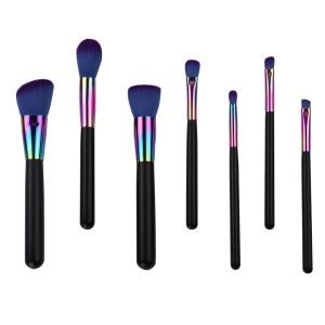 Shiny Cosmetic Brush Set Gradient Color Ferrule And Synthetic Hair