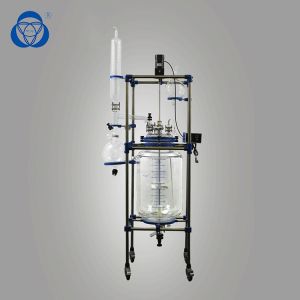 Motor Driven Jacketed Glass Reactor Vessel Double Layer Electric Agitator