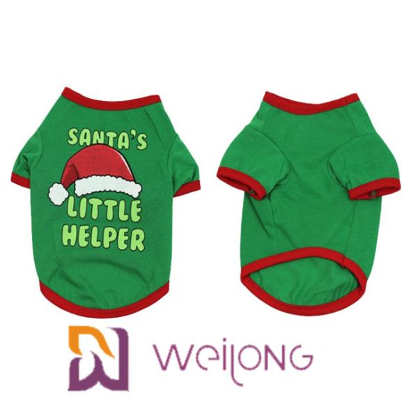 Quality Pattern Color Rubber Print Pet T Shirt Customized Dog Christmas T Shirt wholesale