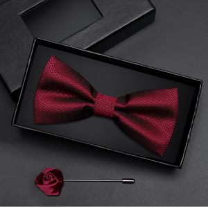 Wholesale Red Polyester Solid Color Bowtie Wedding Bow Ties for Men Custom