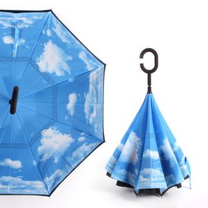 Double Layer Folding Reverse Inverted Umbrella With C Handle