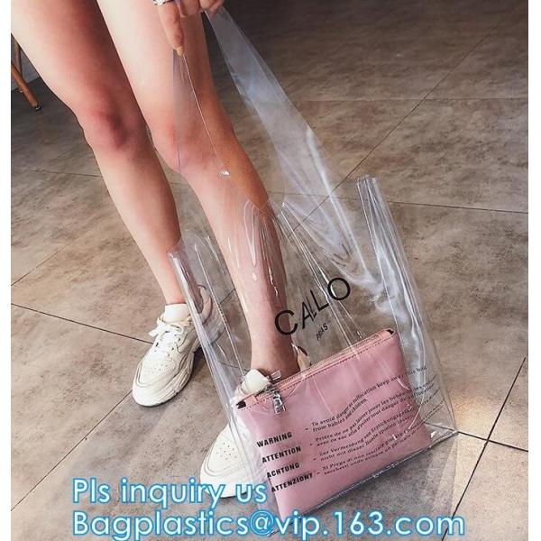 vinyl pvc zippered shopping bag for home/daily use, Wear Resistant Eco Friendly PVC Shopping Bag, Custom Transparent Gif