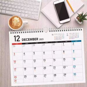 Spiral Binding Custom Wall Calendar Monthly View Layout With Retangle Design