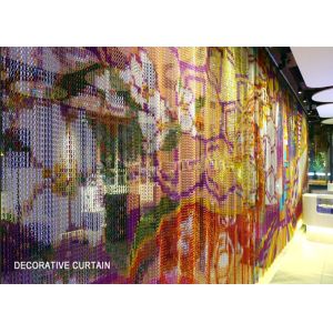 Multiple Colors Chain Link Curtain Restaurant Partition With Pattern 1.9 Mm Wire