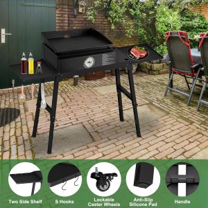 2-3Kg Universal Portable Folding Grill Table with Caster Wheels and Double Side