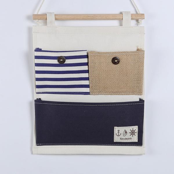 Puting hanging storage bag pockets organizer door wall chest holder customized red blue stripe