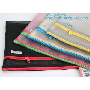 Office A4 /A5 size pvc plastic mesh zipper file bag, B6 A5 B5 A4 transparent
