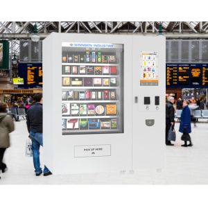 Coin Bill Card Payment Food Vending Machine For Sandwich Drinks With Advertising