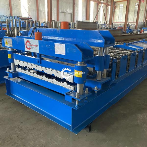 Chain Drive 380v Roof Sheet Roll Forming Machine Steel Deep Rib Brick Tile / Q Tile Cold Making