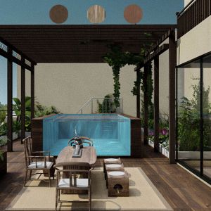 18Ft Above Ground Swimming Pool with Metal Frame and Acrylic Window in