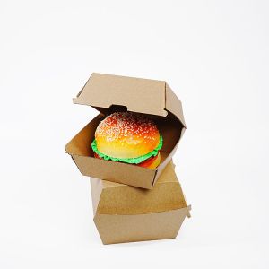 Varnished Biodegradable Fast Food Takeaway Box Customized Hamburger Box with