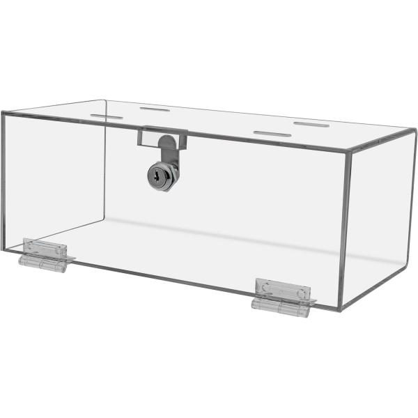 Clear Acrylic Single Lock Medical Box with Keys, 13" x 6.5" x 5.5" Medium for