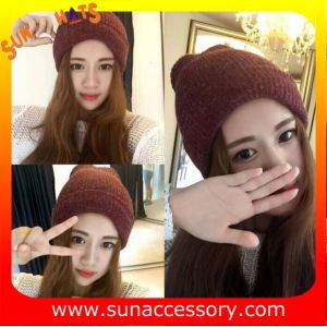 AK17017 Sun Accessory promotion cheap knitted beanie hats for girls ,caps in