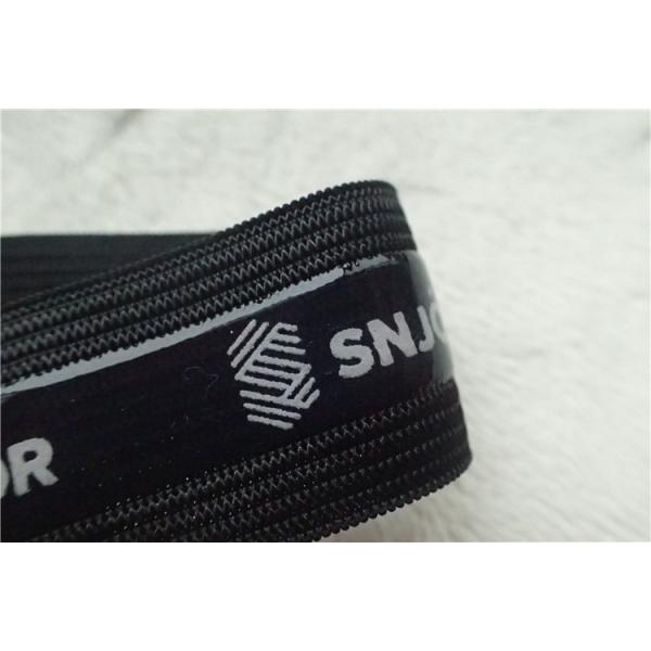 Fashion Polyester Soft Elastic Band , Black Elastic Tape With Screen Printing