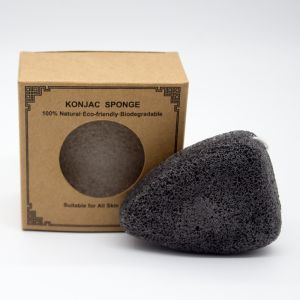 Cheap MSDS Glucomannan Triangle Charcoal Konjac Sponge For Rosacea Skin for sale