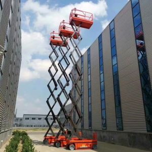 China 12m Self Propelled Electric Scissor Lift Battery Driven Aerial work Lift Platform on sale