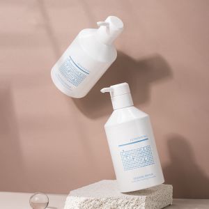 350/400ml white cylindrical smooth with white pump for shampoo lotion bottle