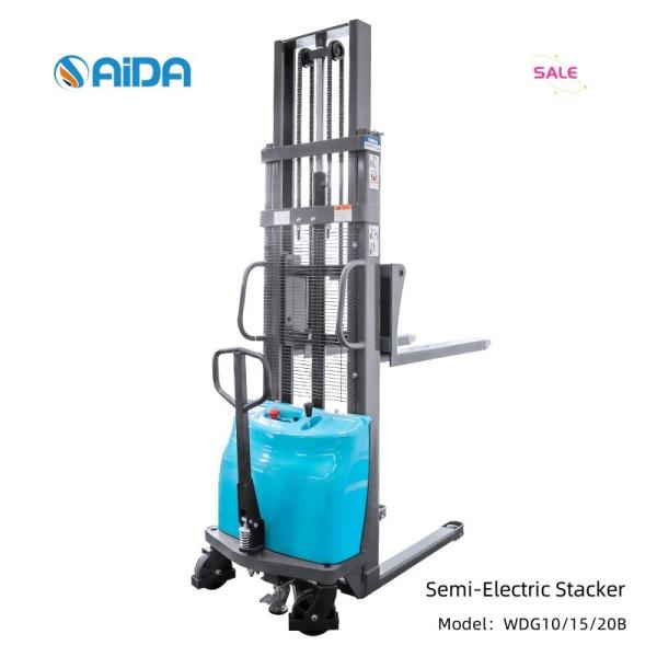 Semi Electric Pallet Stacker Forklift with 2tons Capacity and 1600-4000mm Lift