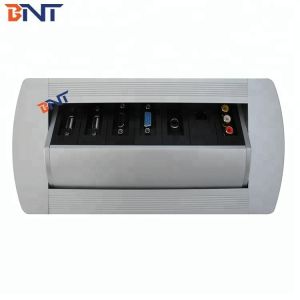 Manual rotating conference table socket outlet with multiple power plug