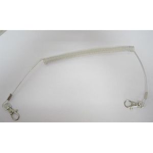 Cheap Stainless wire reinforced coil lanyard with metal egg hooks popular transparent clear for sale