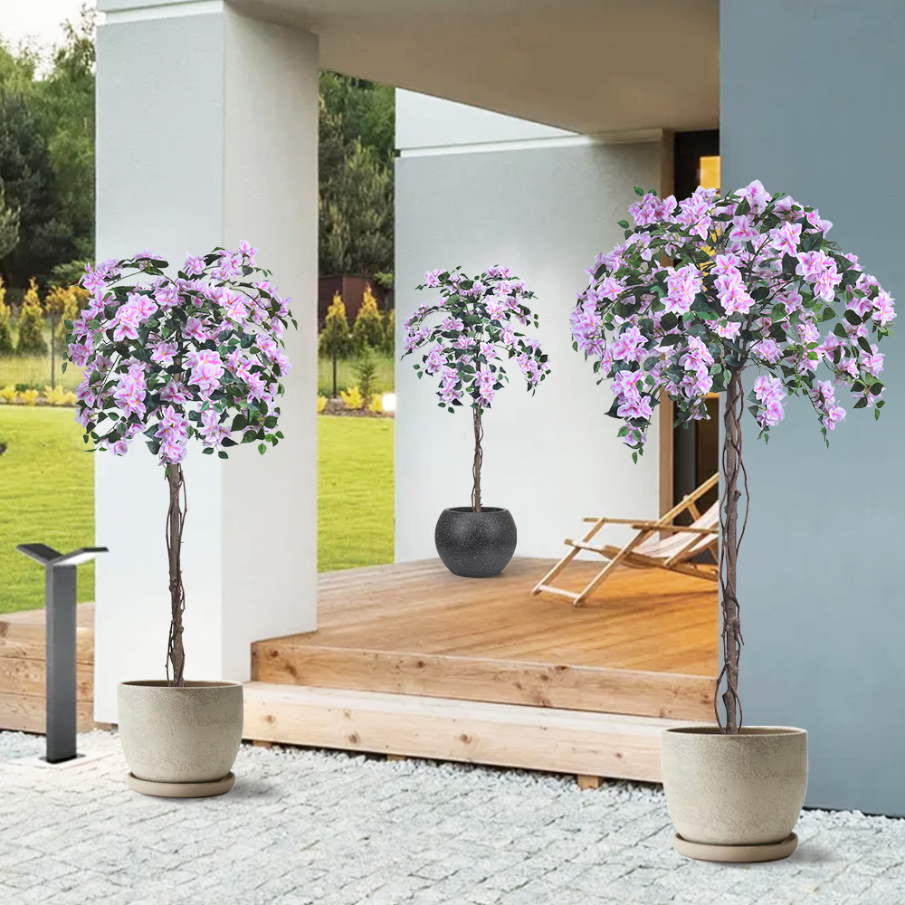 Artificial Light Pink Bougainvillea Tree, 47/63/75 inch, UV Resistant Faux Plant for Outdoor & Indoor Decor, Wholesale Fake Flower Tree