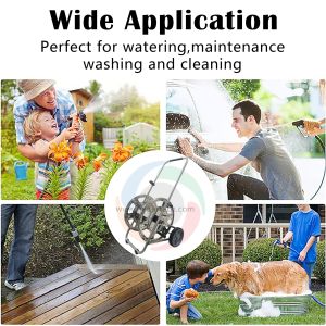 Multifunctional Metal Trolley Hose Cart With Stainless Steel Construction Brass