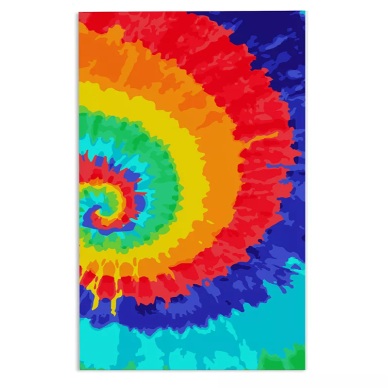 Colorful tie-dye beach towel made with quick-dry microfiber and sand-free smooth