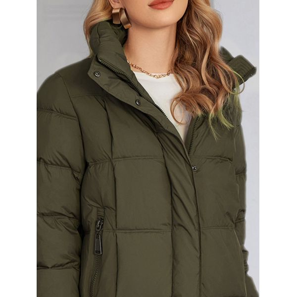 Curry / Bronze Long Down Coat Womens Long Padded Coat Long Sleeve