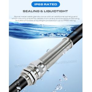 IP68 Liquid Tight Metal (Brass) Strain Relief Cable Glands with Spiral Flex