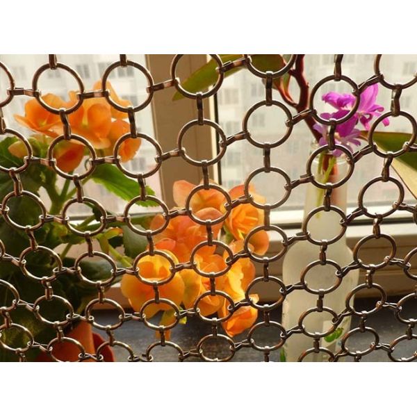 Brass and Copper Decorative Ring Mesh Curtain Decorates Your Room And Office