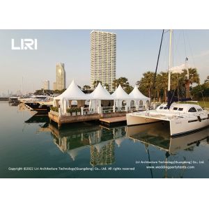 China Parties 5m X 5m White PVC Pagoda Tents With Clear Arch Windows on sale