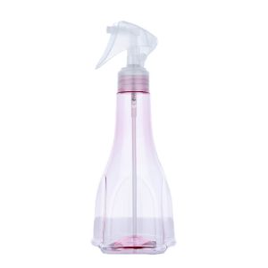 250ml Plastic Transparent Pink Clear Cylindrical Bottle With White Spray For