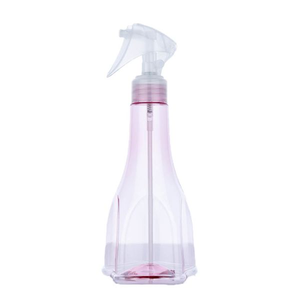 250ml Plastic Transparent Pink Clear Cylindrical Bottle With White Spray For