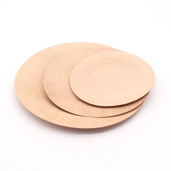 Quality 7'' 8'' 10'' Rustic Round Bamboo Compostable Plates Disposable wholesale